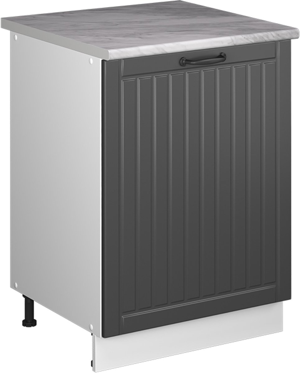 Vicco Keukenonderkast Fame-Line, Donkergrijs/Wit, 60 cm 1 deur met werkblad