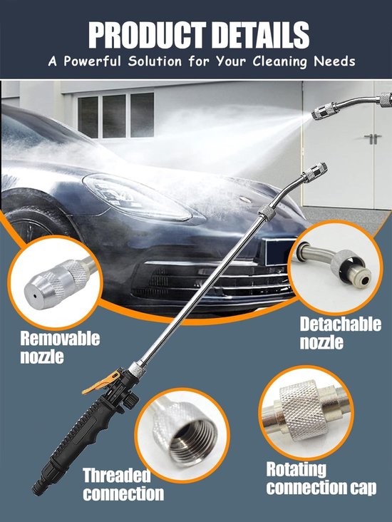 Dailygoods - Spuitpistool voor hogedrukreiniger, metalen tuinpistool, hogedrukreiniger, tuinslanglans voor het wassen van auto's en huisdieren van Dailygoods — afbeelding 5