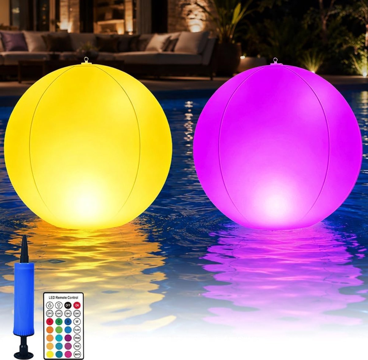 Zwevende Zwembadverlichting – Lichtbol Solar – Sfeervolle Tuinverlichting – 16 Kleuren Afstandsbediend – 34 cm Diameter – Melkwit Zwevende Zwembadverlichting – Lichtbol Solar – Sfeervolle Tuinverlichting – 16 Kleuren Afstandsbediend – 34 cm Diameter – Melkwit