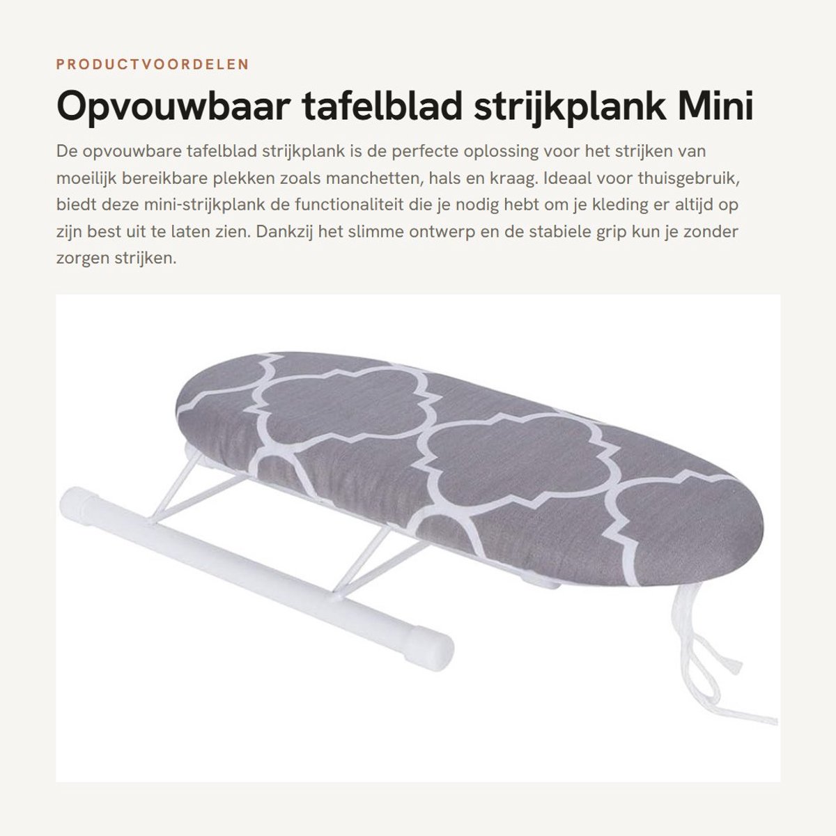Dailygoods- Strijkplank Opvouwbaar - Mini-Strijktafel - Antislip Voetafdekking - Afneembare Hoes - Multifunctioneel voor Manchetten/Kraag