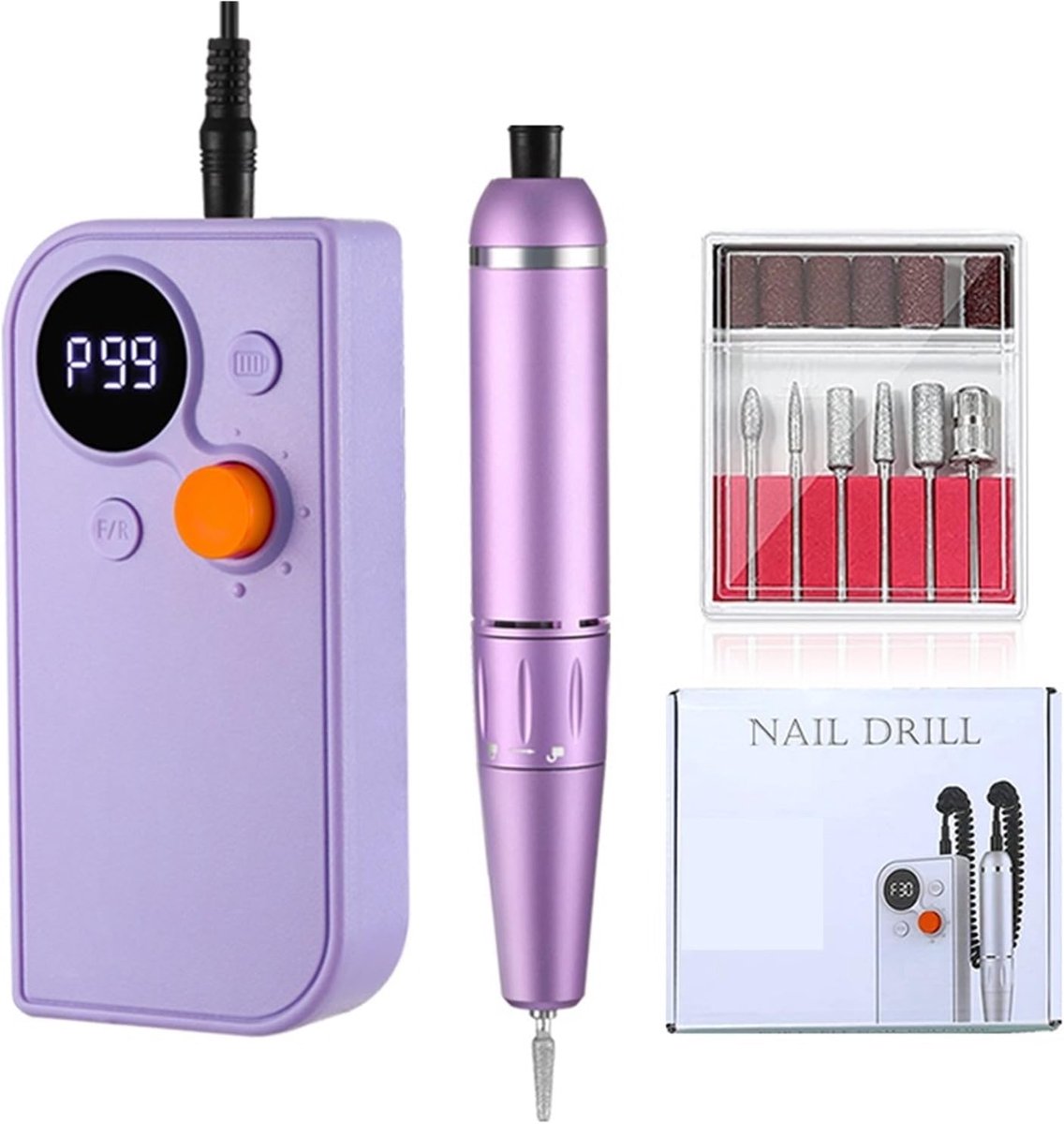 Nagelfrees - Nagelboormachine Manicuremachine - Nagelverzorging Thuis - Oplaadbaar Draagbaar - 30000 RPM - Paars