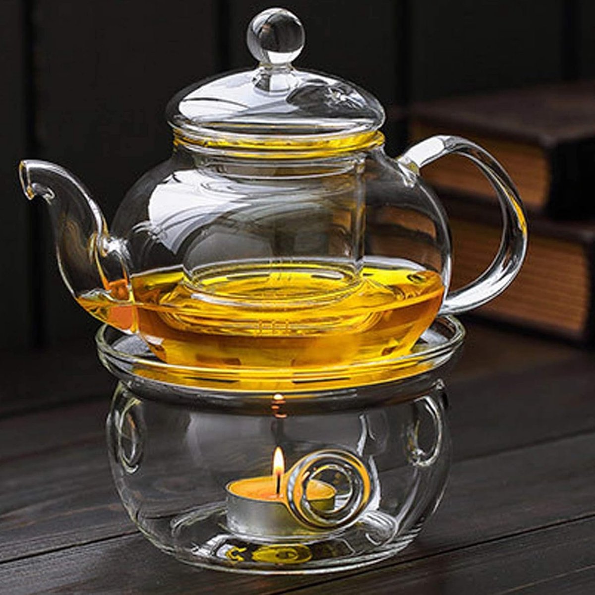 Glazen Theepot Warmer - Theelicht Houder - Thee Warm Houden - Hoge Borax Glas - 12.5 cm Diameter - Transparant — cadeau in Koken & Dineren - foto 2