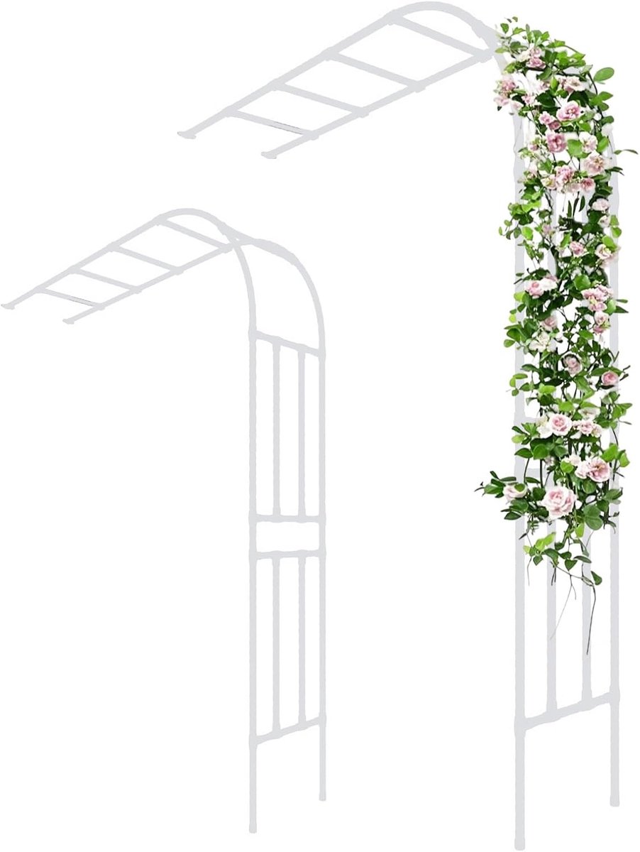 Tuinroos boog - Klimplant steun - Tuin decoratie - Eenvoudige montage - 220x240cm - Wit