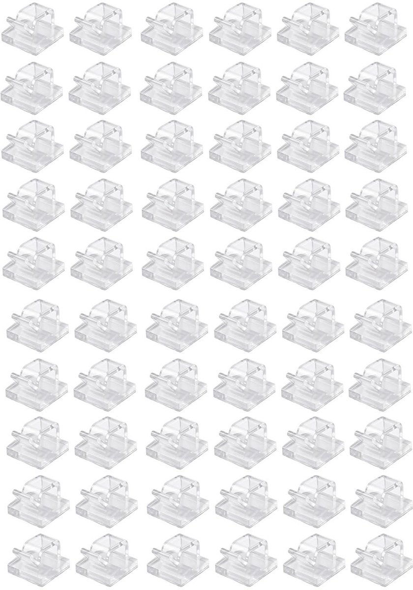 Dailygoods - 60 stuks kabelclips, elektrische kabelbevestiging, zelfklevende kabelhouders, bevestiging van kabels en lichtsnoeren, voor muren en kantoren