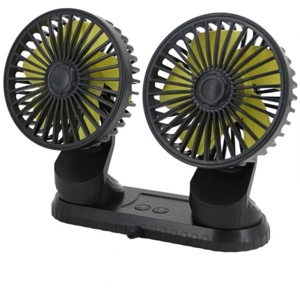 YAGXIG USB-aangedreven autoventilator met dubbele kop - Dashboardventilator met meerdere draaihoeken - Accessoires voor zomerkoeling met drie snelheden - Autoventilator van ABS-materiaal