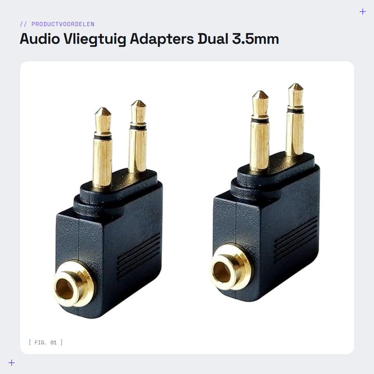 Dailygoods - Audio Vliegtuig Adapters - Dual 3.5mm Hoofdtelefoon Adapters - Verguld - 2 Pack - Geluidskwaliteit - Geschikt voor Vliegtuiggebruik - Luc...
