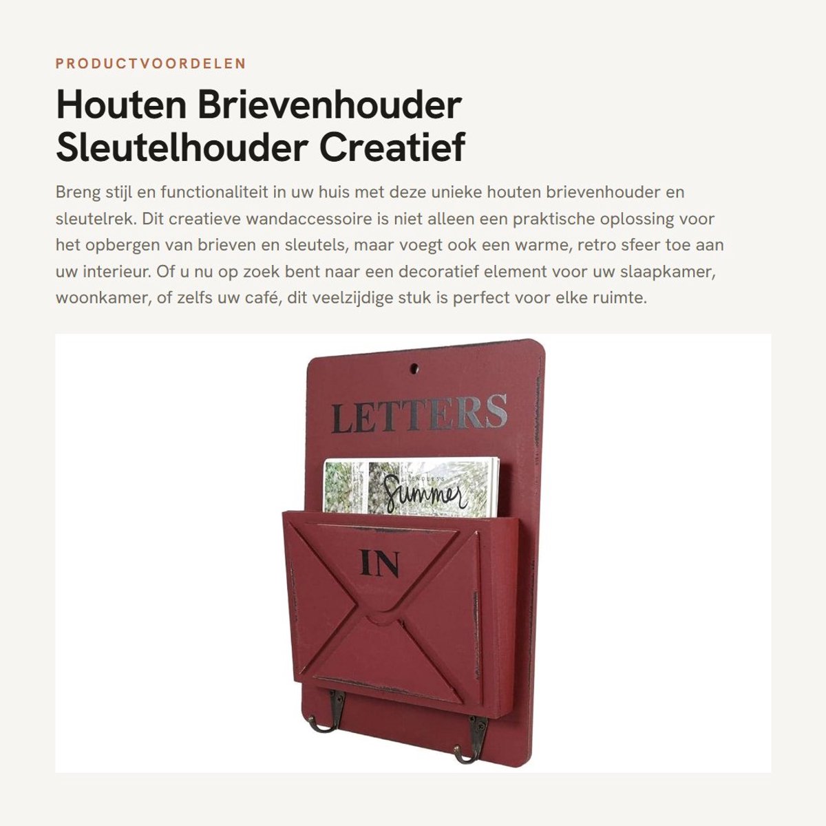 Dailygoods - Dailygoody - Houten Brievenhouder - Sleutelhouder