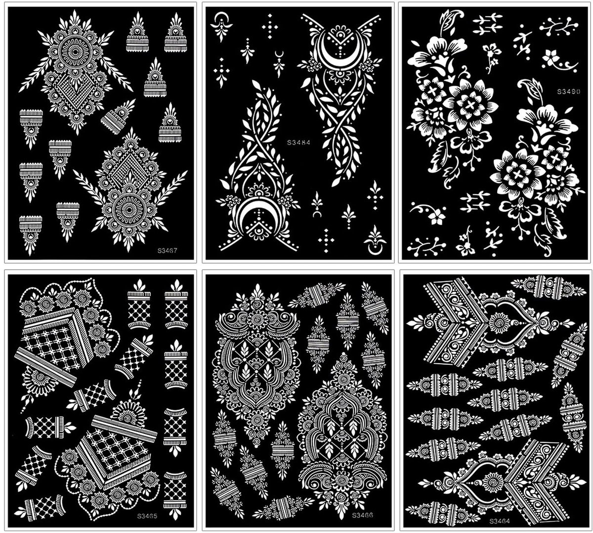 Dailygoods- Sjablonen Herbruikbaar - Sjablonen Voor Volwassenen - Tijdelijke Tatoeages - Bloemen/Sieraden - Gezichtsverf - Eenvoudig Te Gebruiken