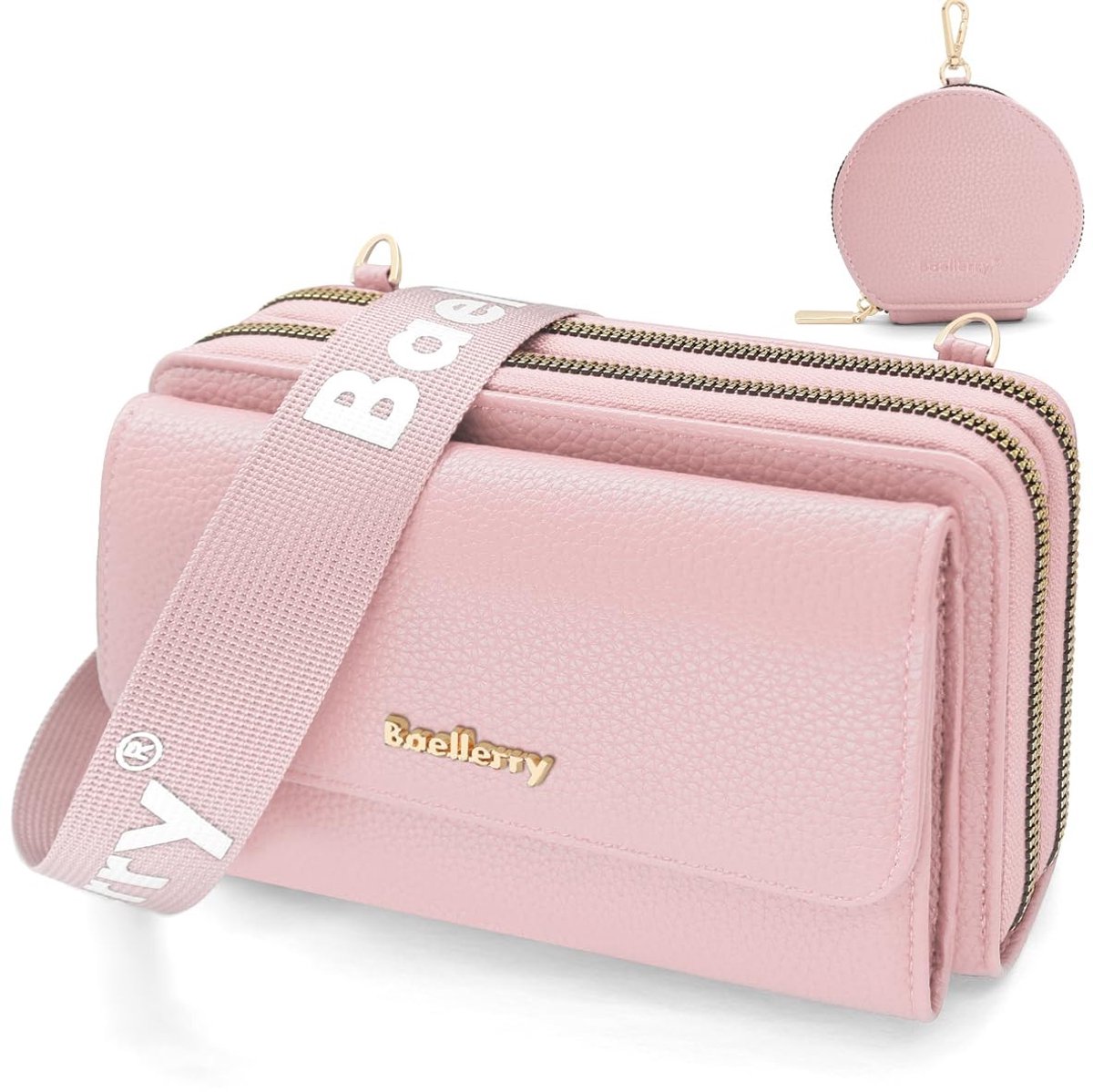 Dailygoods- Telefoonhoesje met schouderriem - Crossbody Tas - Portemonnee met 8 Kaartvakken - Verstelbare Schouderriem - Grote Capaciteit - PU-leer - Crossbodytas
