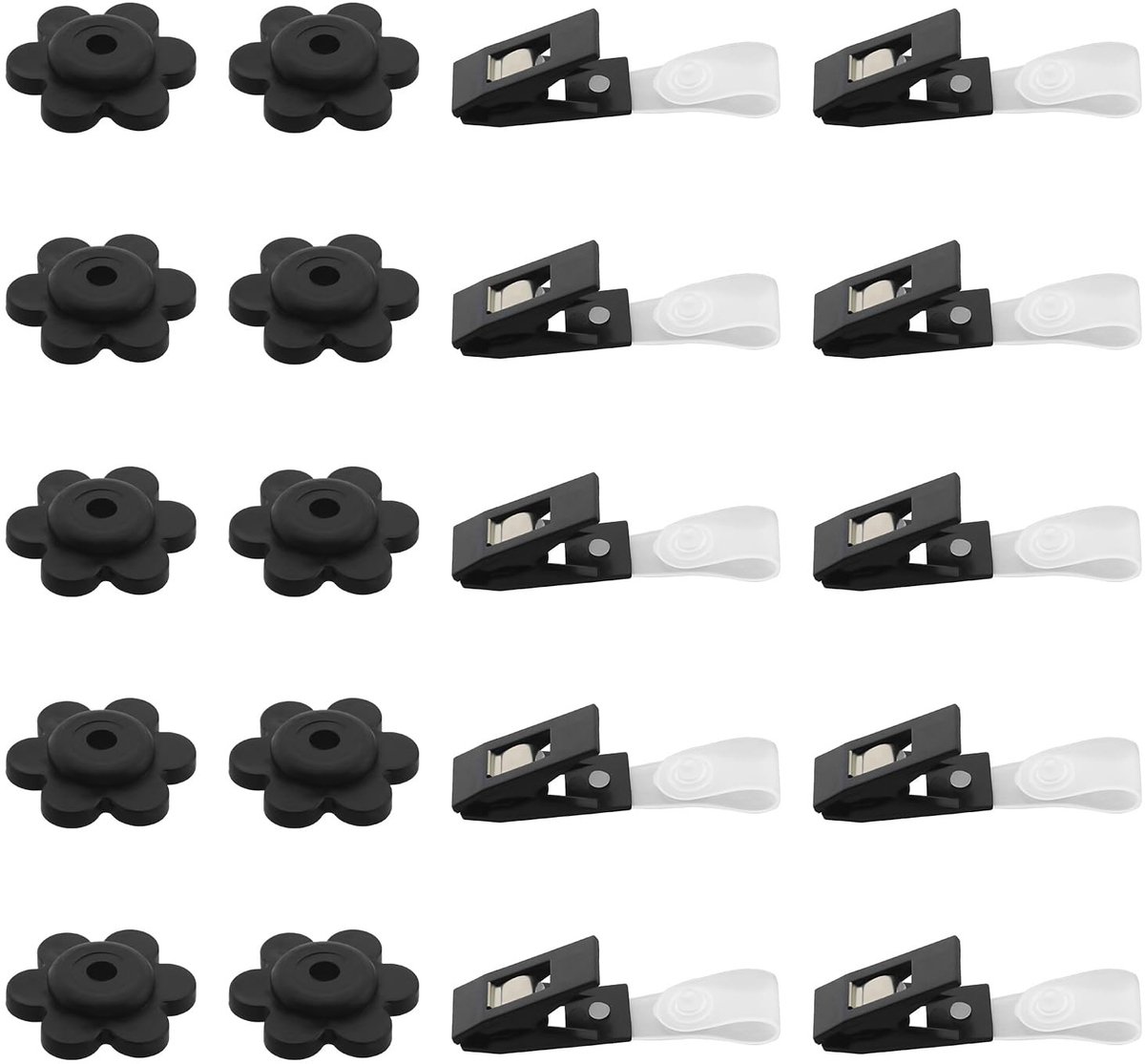 Dailygoods- Tuinvlaggen Accessoireset - 10 Rubberen Stoppers - 10 Verstelbare Vlaggenclips - Antiwind Bevestiging - Duurzaam - Zwart - Vlaggenaccessoires
