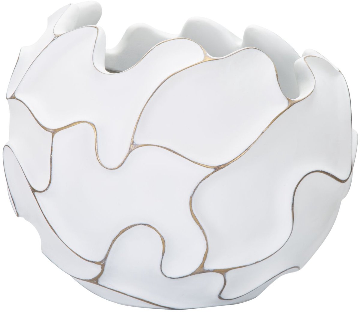 Mauro Ferretti Vaas Gaspeau Polyresin Lines Ø 44×37 cm Wit Wash