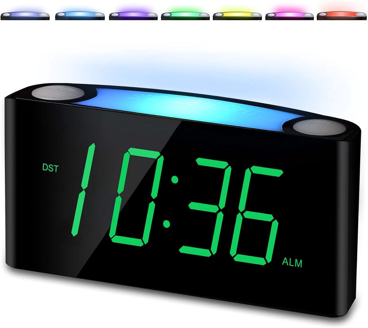 Digitale Wekker - Nachtlamp Klok - Wakker Worden - Groot LED Display - 7 Inch - Zwart