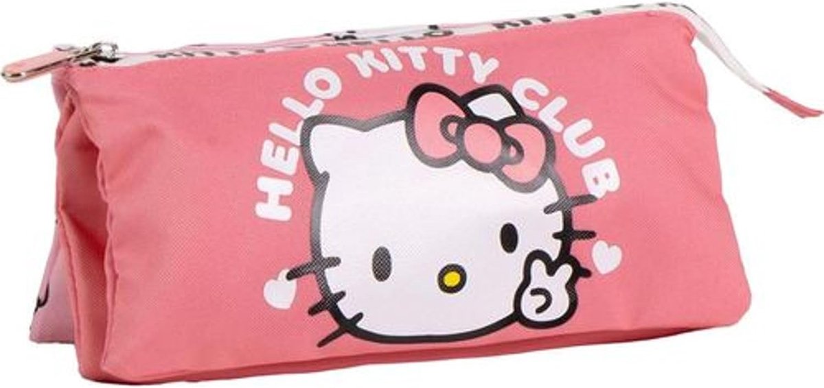 Hello Kitty Etui - Pennendoosje Kinderen - School Organisatie - Drie Vakken - 27.5 cm - Roze