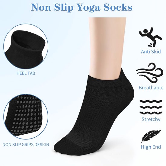 Dailygoods- Yogasokken Antislip - 4 Paar - Ademend - Comfortabel - Eenheidsmaat 36-41 - Hoogwaardig Katoen - Antislipsokken van Dailygoods — afbeelding 4