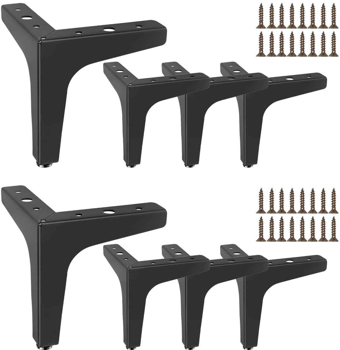 Dailygoods - Meubelpoten Set van 8 - Driehoekige Tafelpoten van 10 cm, Zwart Metaal