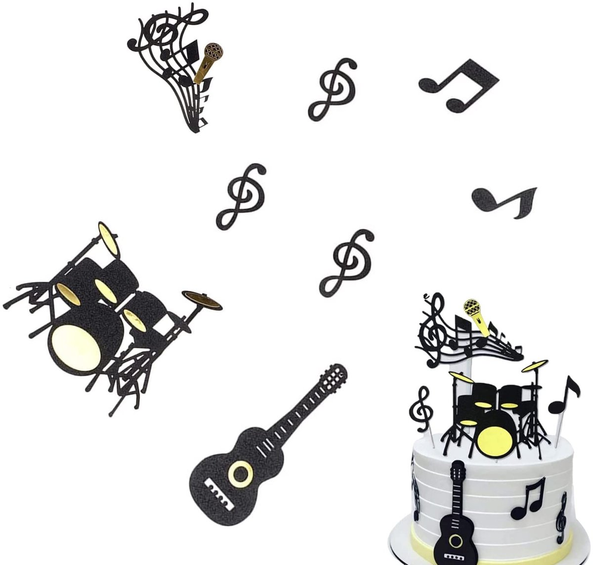 Dailygoods- Cupcake Toppers Muzieknoten - Taartdecoratie Set - Muzikaal Thema - Verjaardagsfeestje - Voedselveilig - Eenvoudig te gebruiken