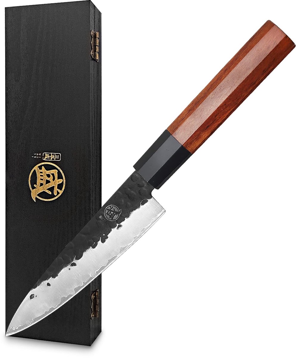 Dailygoods- Schilmes 14 cm Handgesmeed - Japans Keukenmes - Professioneel Koksmes - Palissander Handvat - Geschenkdoos - Hoge Kwaliteit
