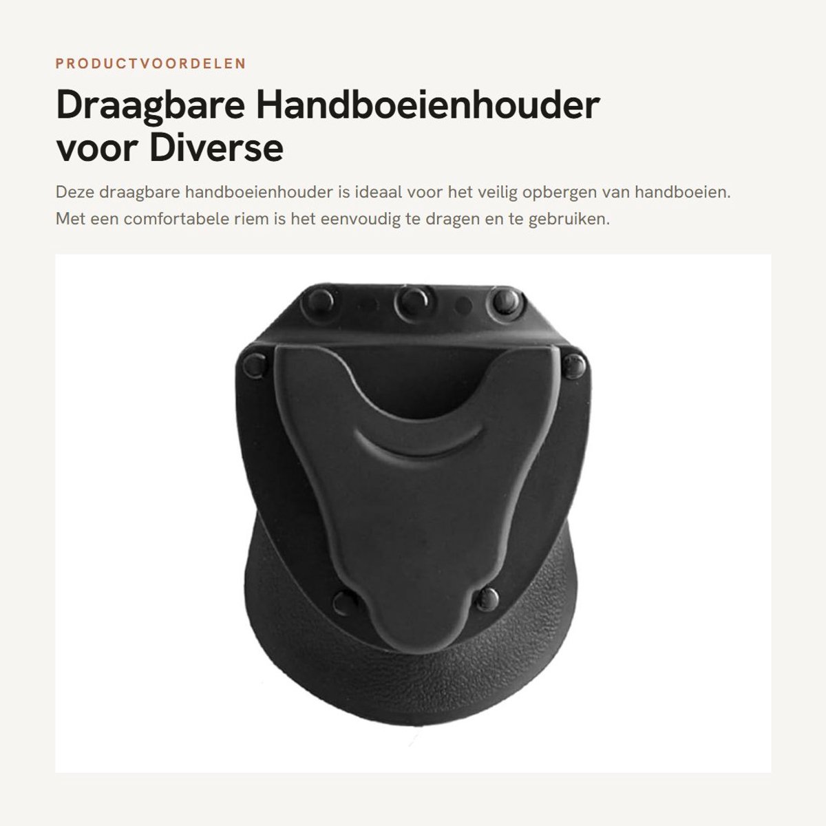 Dailygoods- Handboeienhouder Duurzaam ABS - Draagbare Handboeien Tas - Geschikt voor Riemen 3,8-5 cm - Slijtvast en Scheurvast - Afmetingen 14 x 12 x 4 cm