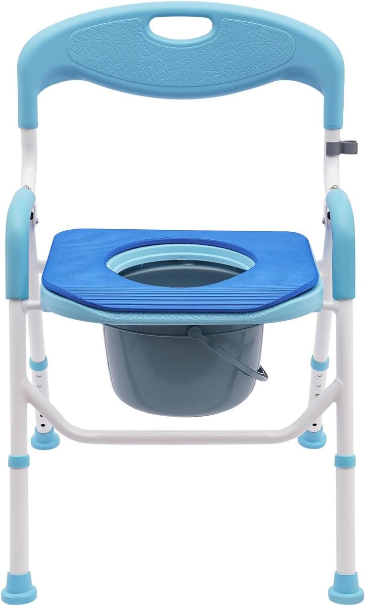 Toiletstoel Inklapbaar - Douchestoel Senioren - Ondersteuning bij Toilet - In Hoogte Verstelbaar - 100 kg Belastbaar - Blauw