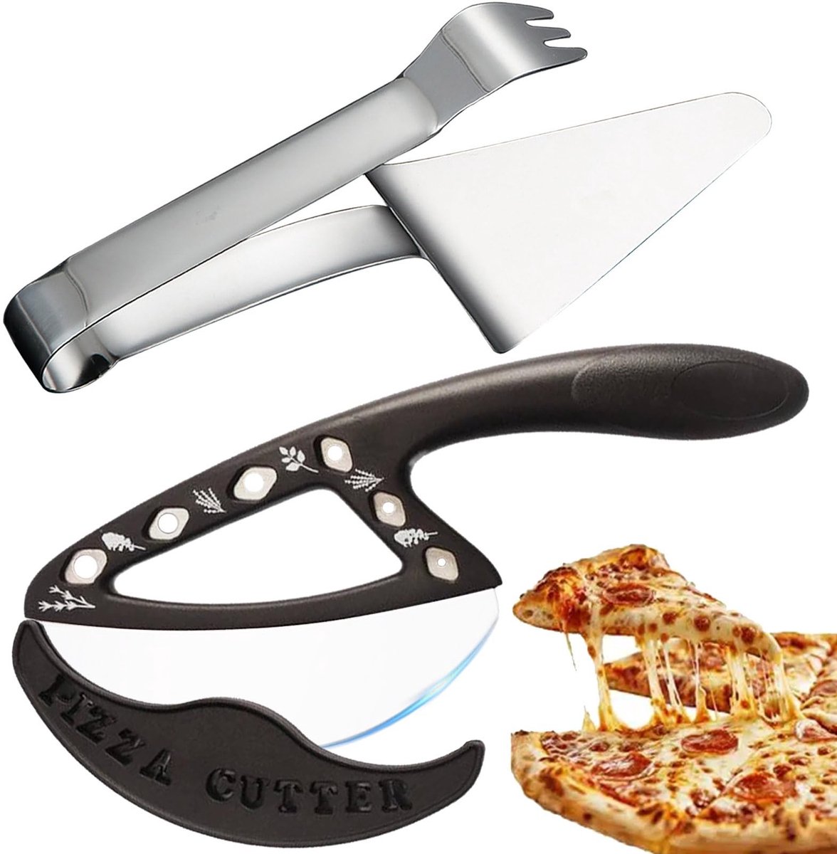 Dailygoods- Pizzasnijder Professioneel - Ergonomisch Handvat - Roestvrij Staal - Pizzaspatel - Vaatwasserbestendig - Snijstabiliteit - Pizzames