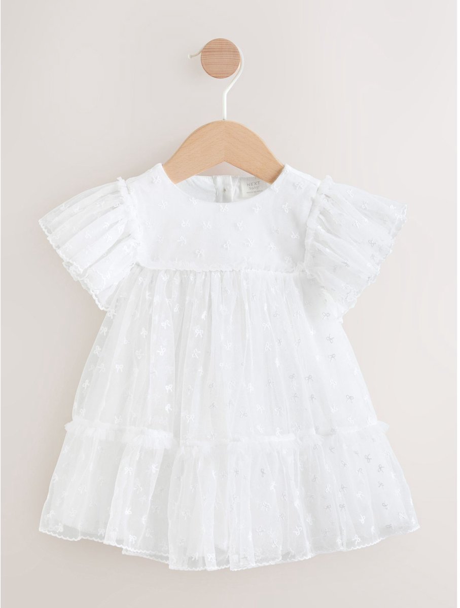 Next - Meisjes - Babyjurk met mesh - Wit