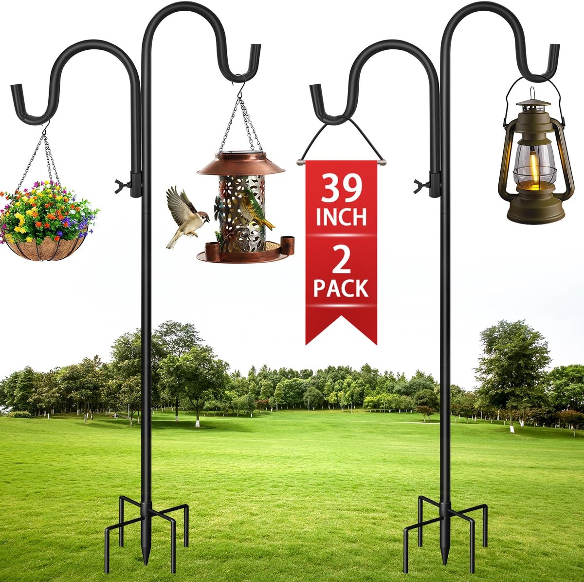 Dailygoods- Haken verstelbaar - 2 stuks - Robuust staal - Voor vogelhuisjes - Hangplanten - Lantaarns - Roestbestendig - Ophanghaken
