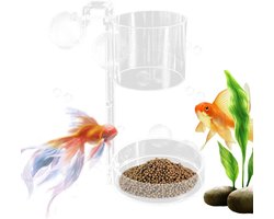 Aquarium Voedingsschaal - Visvoerbak Houder - Vis Voeren - Drijvende Zinkende Modi - 13.8x11.6x9.1 cm - Transparant