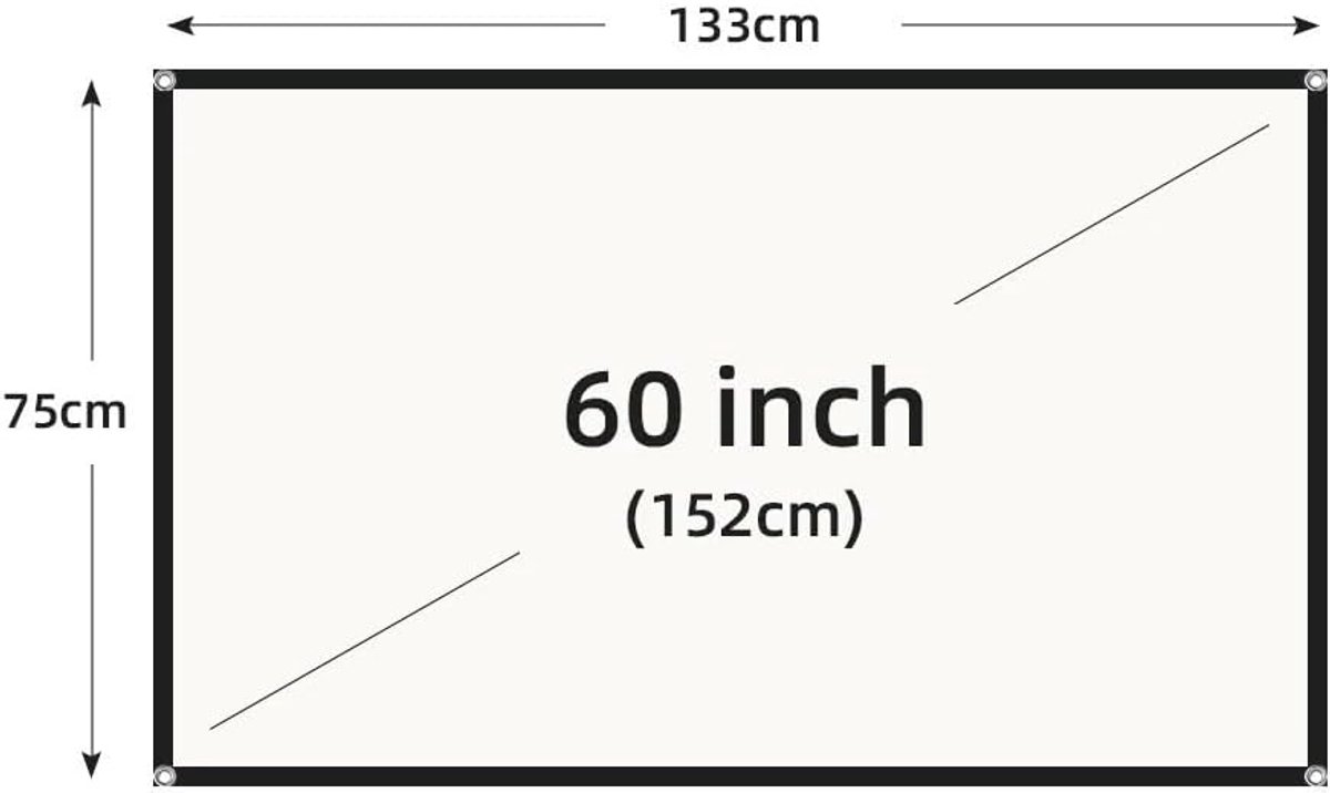 Projectiescherm - Beamerdoek - Filmavond Thuis - 160 graden kijkhoek - 60 inch - Wit