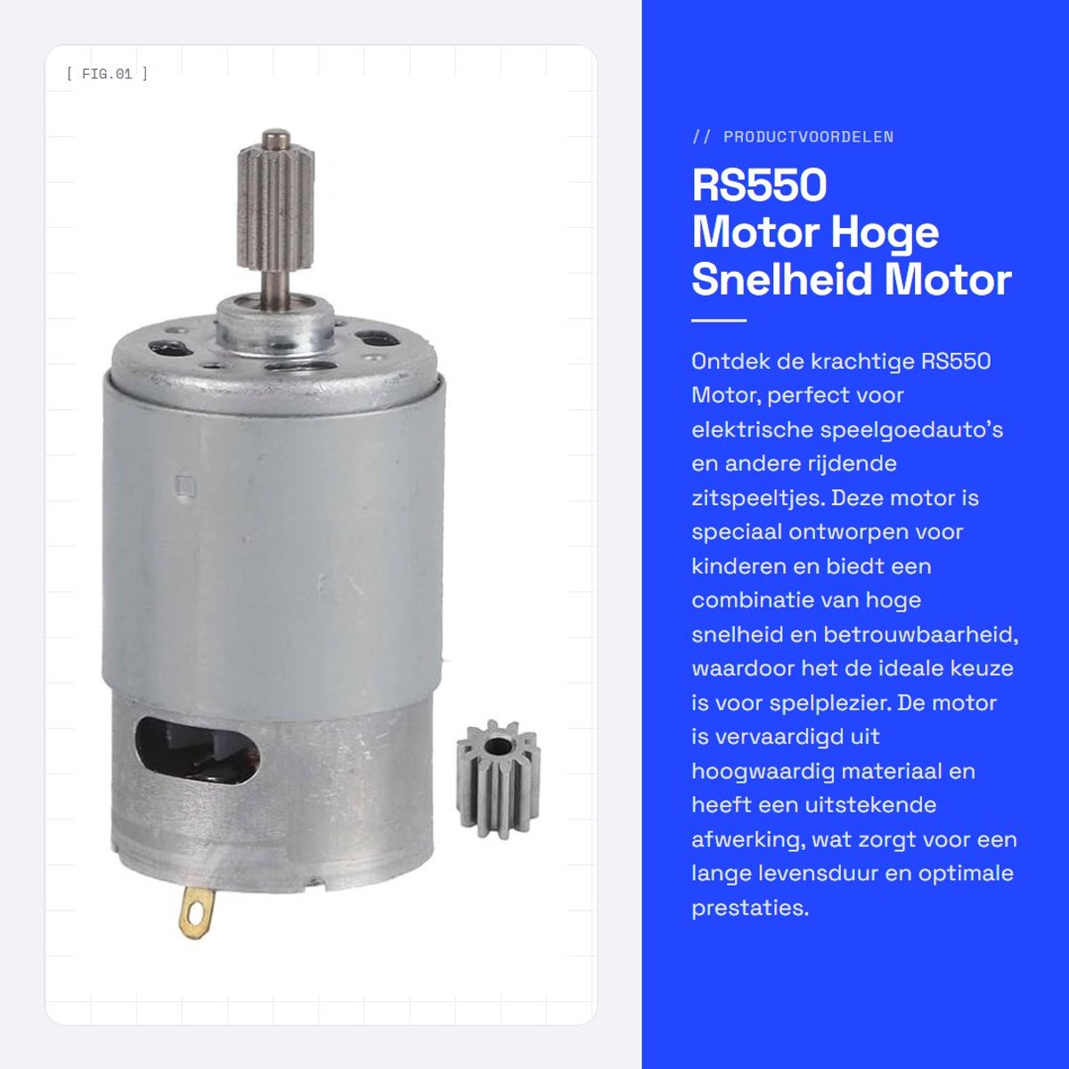 Dailygoods - RS550 Motor - Hoge Snelheid Motor - Compact en Lichtgewicht - 12V Motor - Ideaal voor Speelgoed Auto's - Geschikt voor Kinderen - Model A...