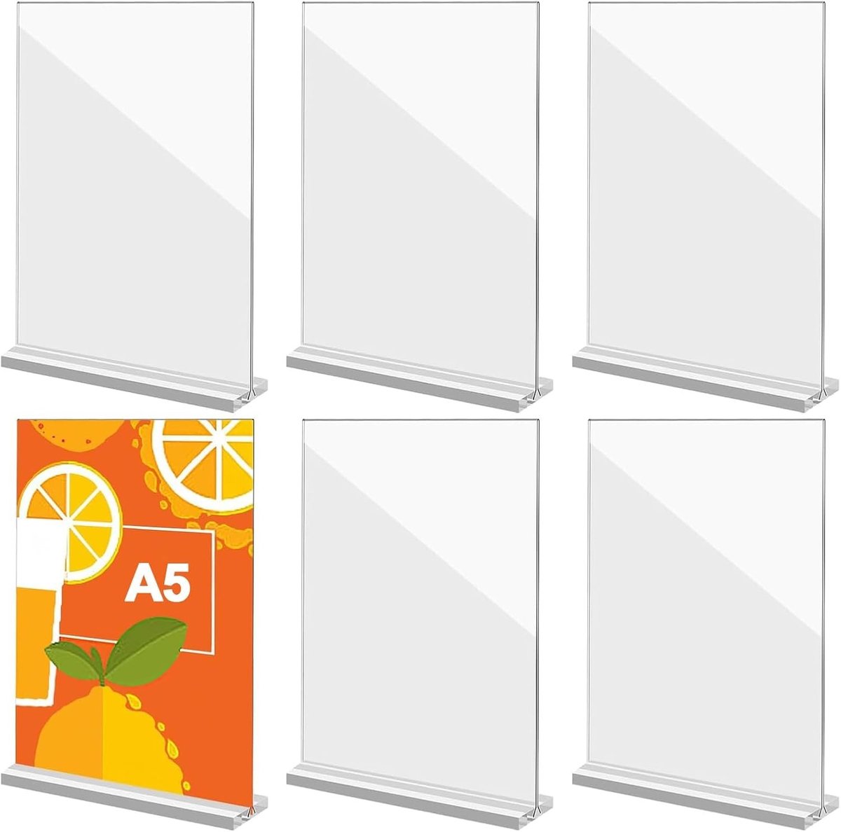 Dailygoods- Acryl Tafelstandaard Transparant - Documenthouder A4 - Reclamestandaard - Menukaartenhouder - 15 x 5 x 22,5 cm - 4 Stuks
