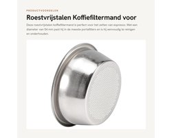 Dailygoods- Koffiefiltermand 54 mm - Metalen Portafiltercontainer - Roestvrij Staal - Espresso-Filtermand - Eenvoudig te Reinigen - Veilig Vergrendelingsontwerp - Filterhouder
