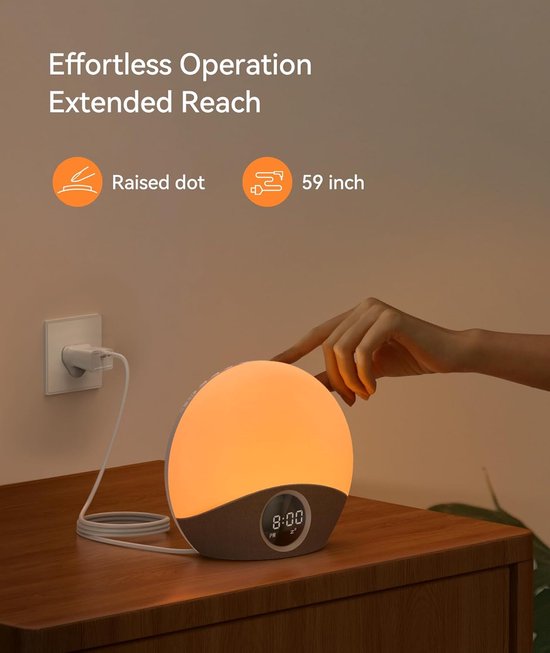 Wake-up Light - Alarm Klok - Rustig Wakker Worden - Zonsopgang Simulatie - 18.8 cm - Wit van Wake-up Light — afbeelding 2