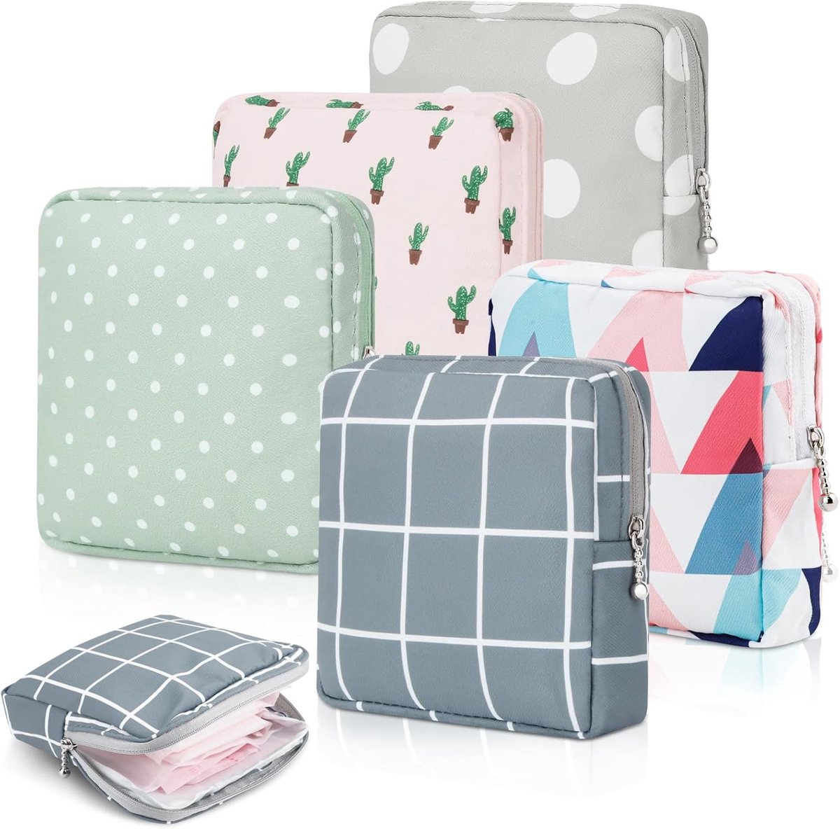 Sanitaire Tasjes - Menstruatie Pouch - Hygiëne Onderweg - Privacy Bescherming - 5 Stuks - Meerdere Kleuren
