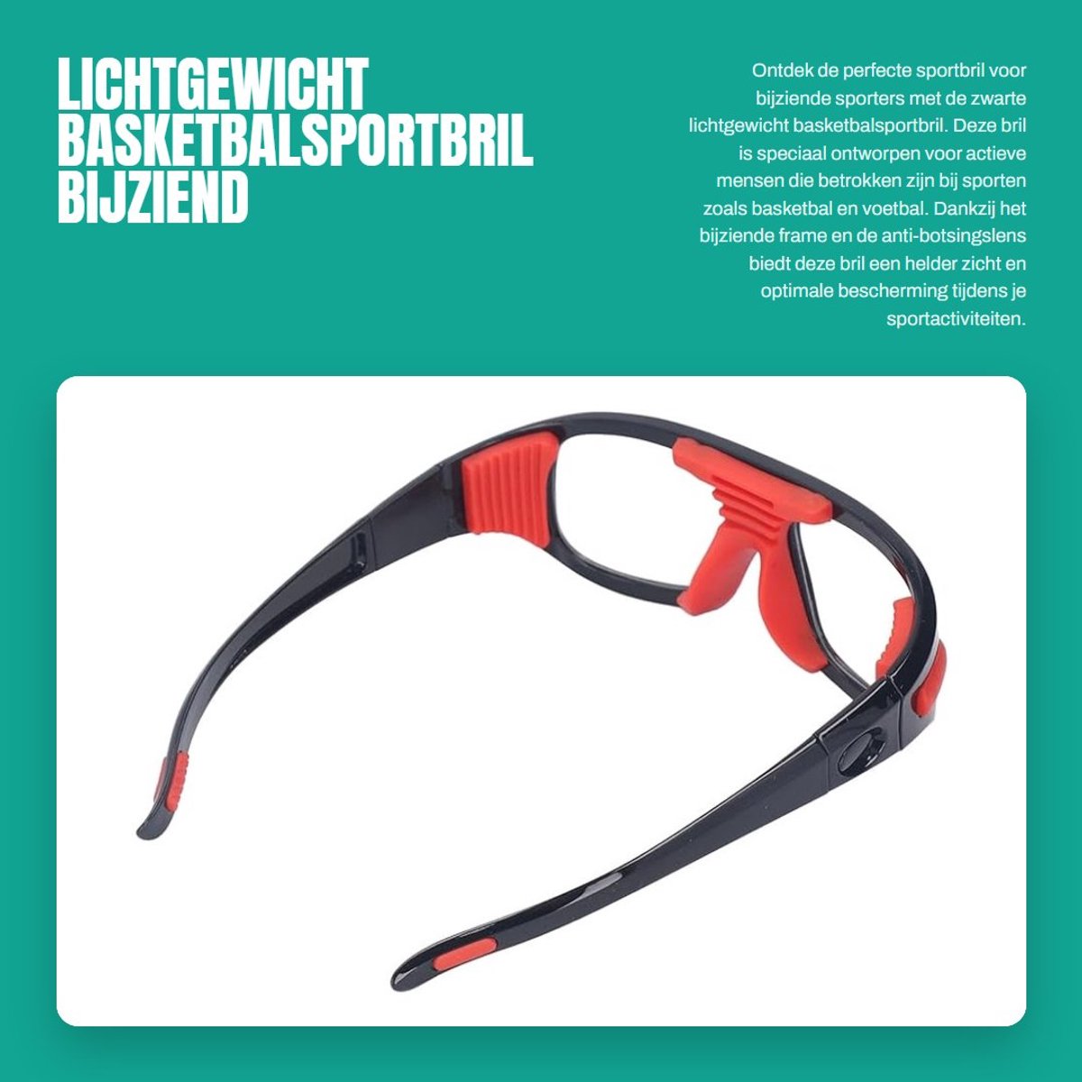 Dailygoods- Basketbalsportbril Lichtgewicht - Anti-botsingslens - Draagkoord - Sportbril - Bescherming - Verstelbare lenzen