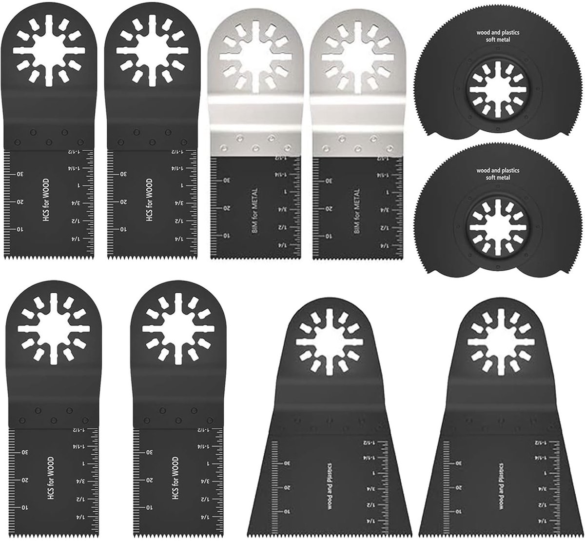 Dailygoods - Zaagbladenset - Multitool Zaagbladen - 10 Stuks - Zwart - Hout en Kunststof - Precisiezaagbladen - Geschikt voor Hobbyisten en Klussers
