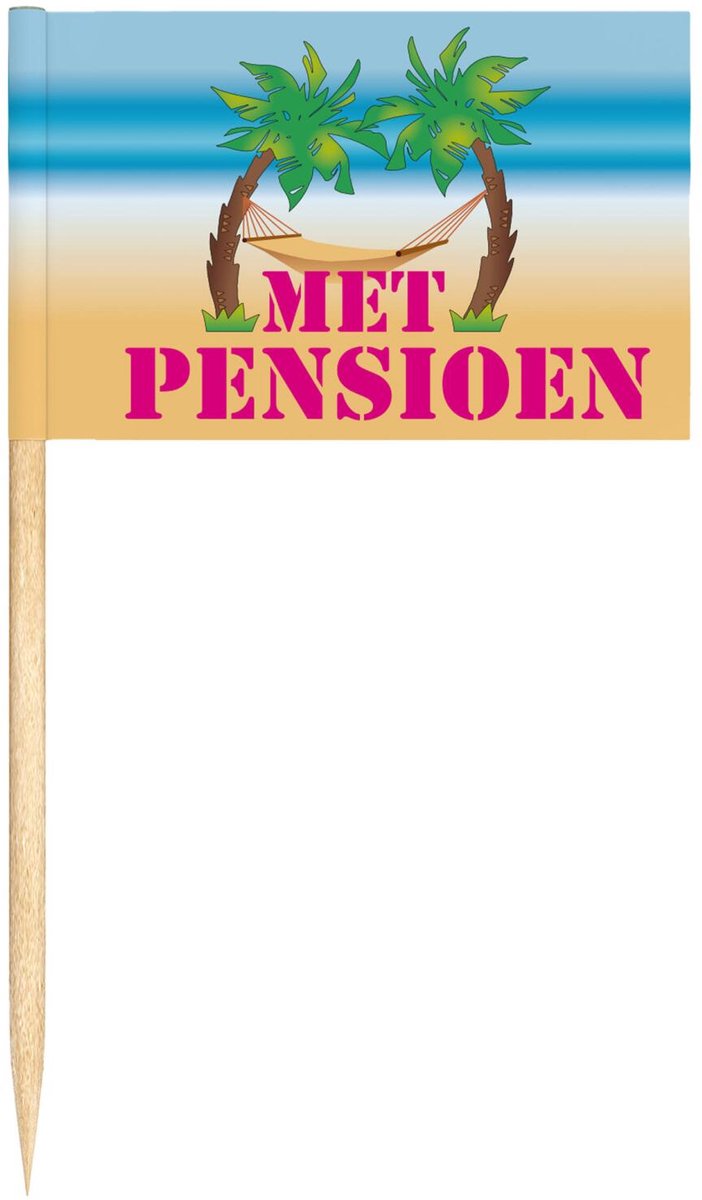 Funny Fashion Cocktailprikkers pensioen thema - 24x stuks - feestartikelen - papier - afscheid - vut
