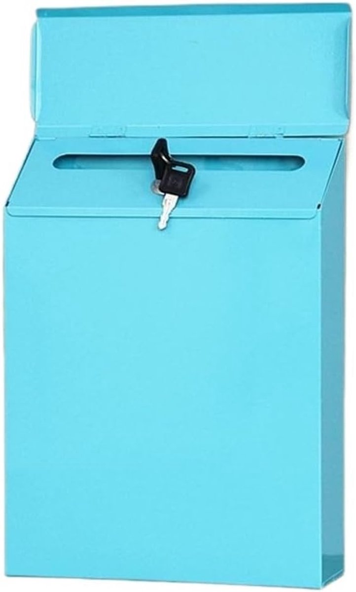 Brievenbus - Postbak Wachtbox - Veilig Post Ontvangen - Met Slot en Sleutel - 23x6x30cm - Blauw
