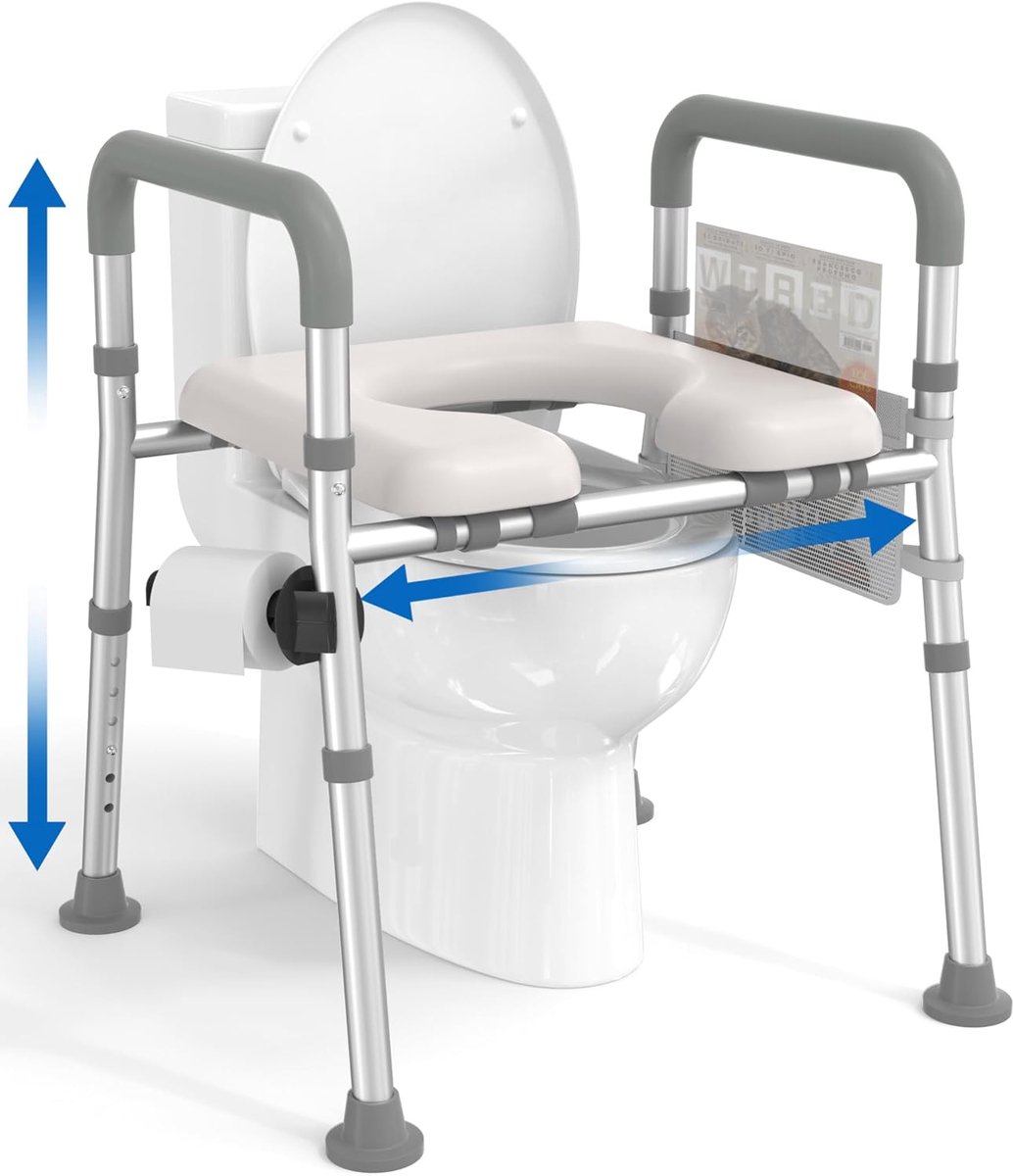 Verhoogd Toilet - Toiletverhoger - Veilig Zelfstandig - Verstelbare Hoogte Breedte - Tot 180kg - Grijs