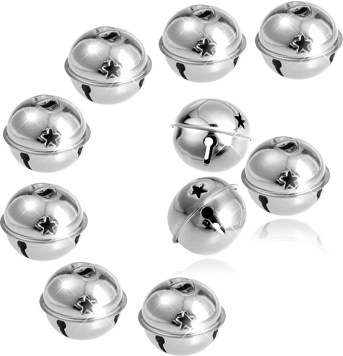 Dailygoods- Belletjes 5 cm - 10 Stuks - Zilverkleurig Metaal - Doe-het-zelf Materiaal - Kerstdecoratie - Handgemaakt - Kerstklokken