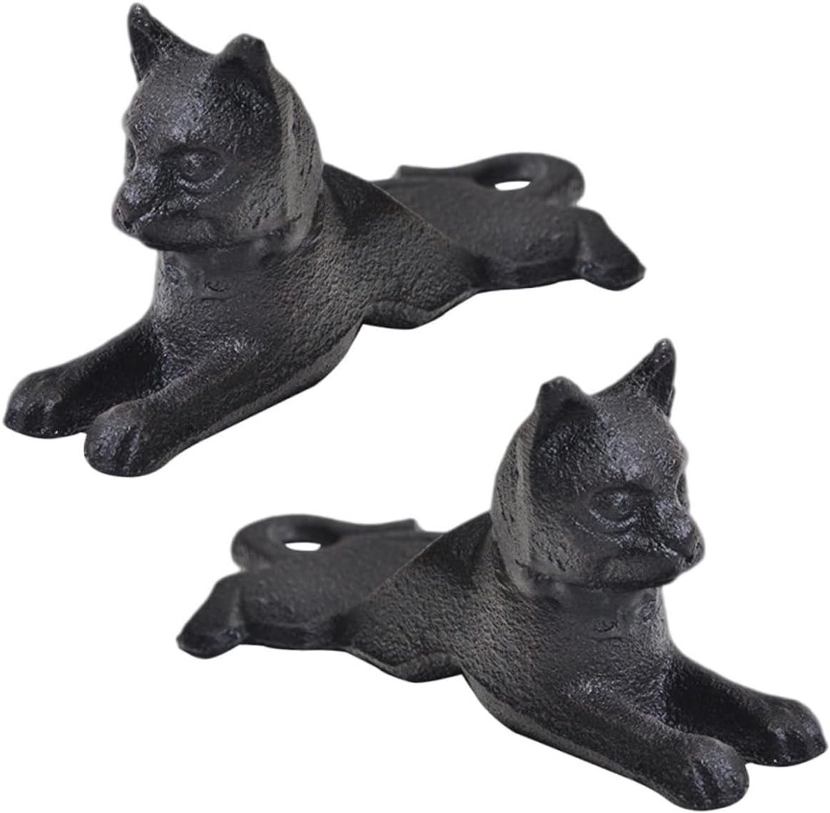 Katten Deurstopper - Huisdier Decoratie - Deuren Open Houden - Gietijzeren Design - 15.5x7.5cm - Zwart