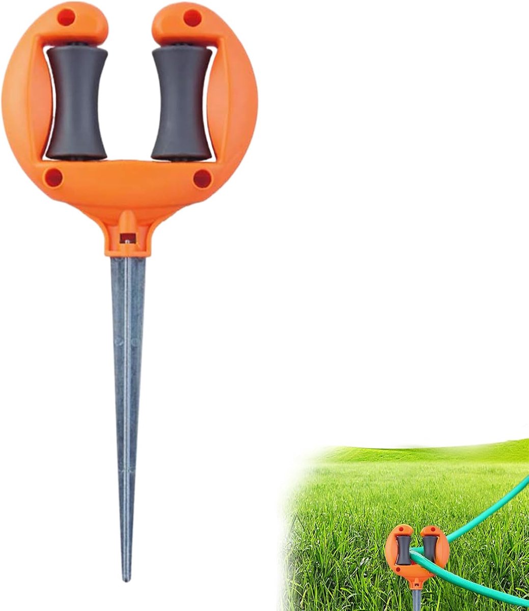 Tuinslanggeleider - Slanghouder Metaal - Planten Beschermen - Afneembare Zwenkrol - 27x12cm - Willekeurige kleur