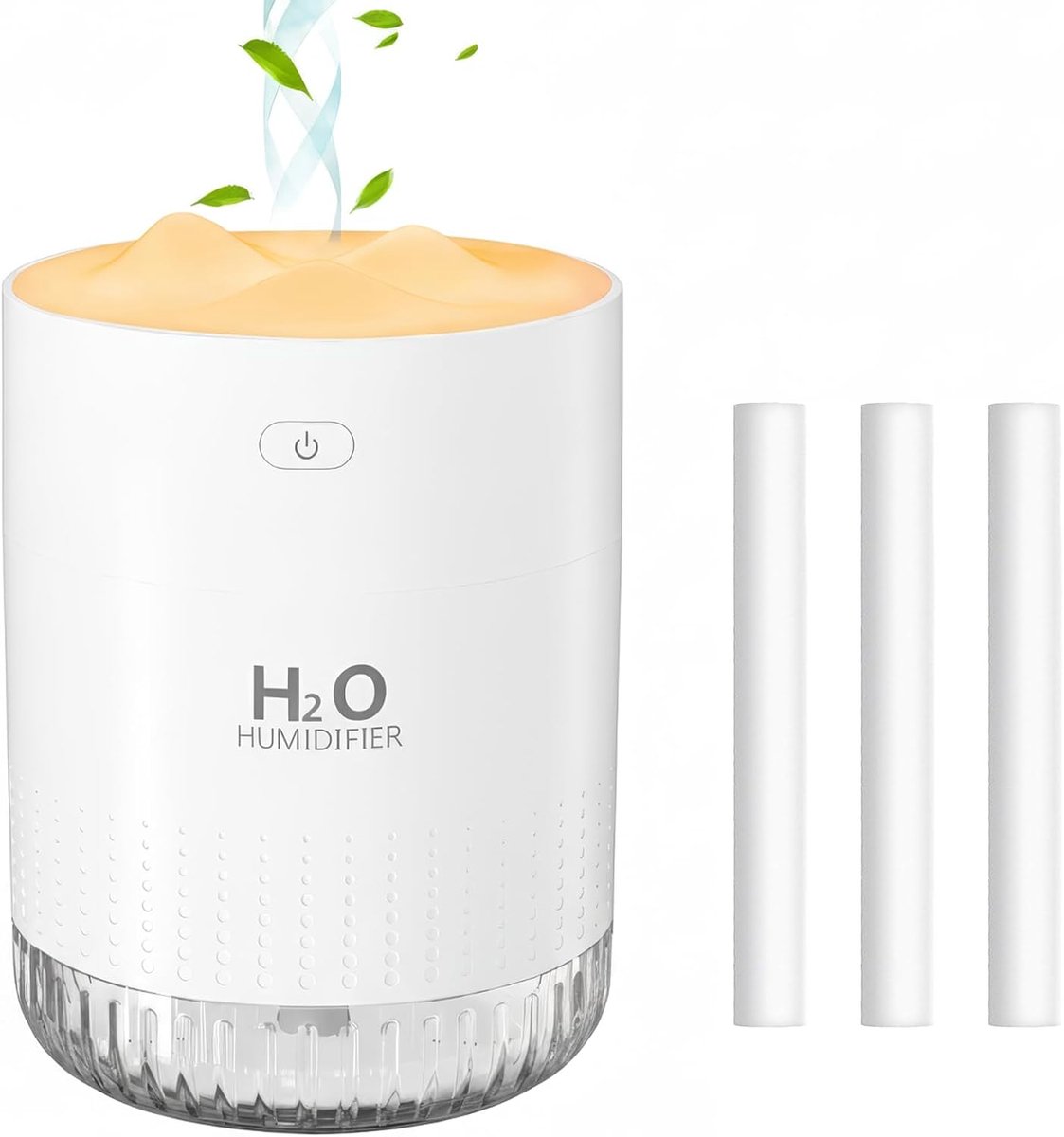 Luchtbevochtiger Mini - Kleine Bevochtiger - Comfort Verhogend - Instelbaar Ledlicht - 500ml Capaciteit - Wit