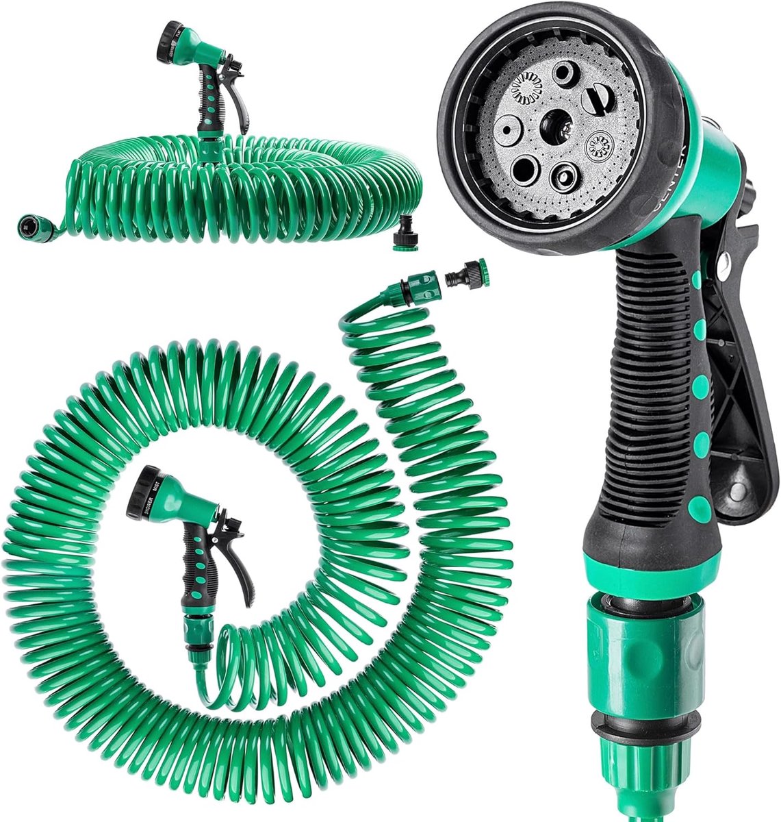 Spiraalslang - Flexibele tuinslang - Tuin water geven - Knikbestendig ontwerp - 30 meter - Groen