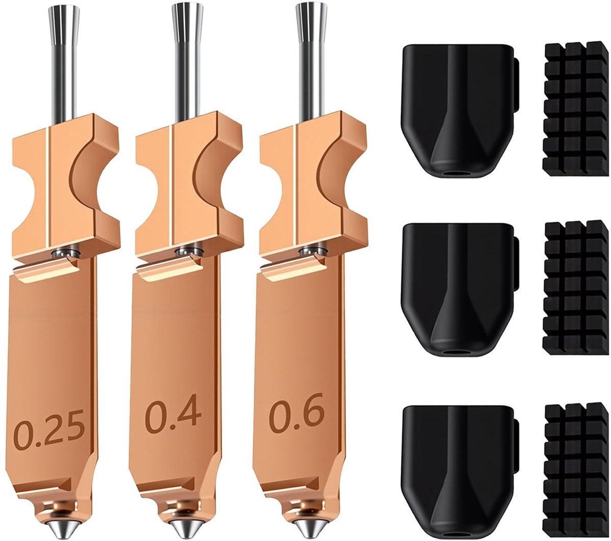 Dailygoods- Nozzlekit Perfecte Pasvorm voor Flashforge AD5X - 0,25 mm/0,4 mm/0,6 mm Nozzles - Siliconen Sokken - Nozzle Wipers - 3D-Printeraccessoires - Nauwkeurige Afmetingen - 3D-printer Nozzles