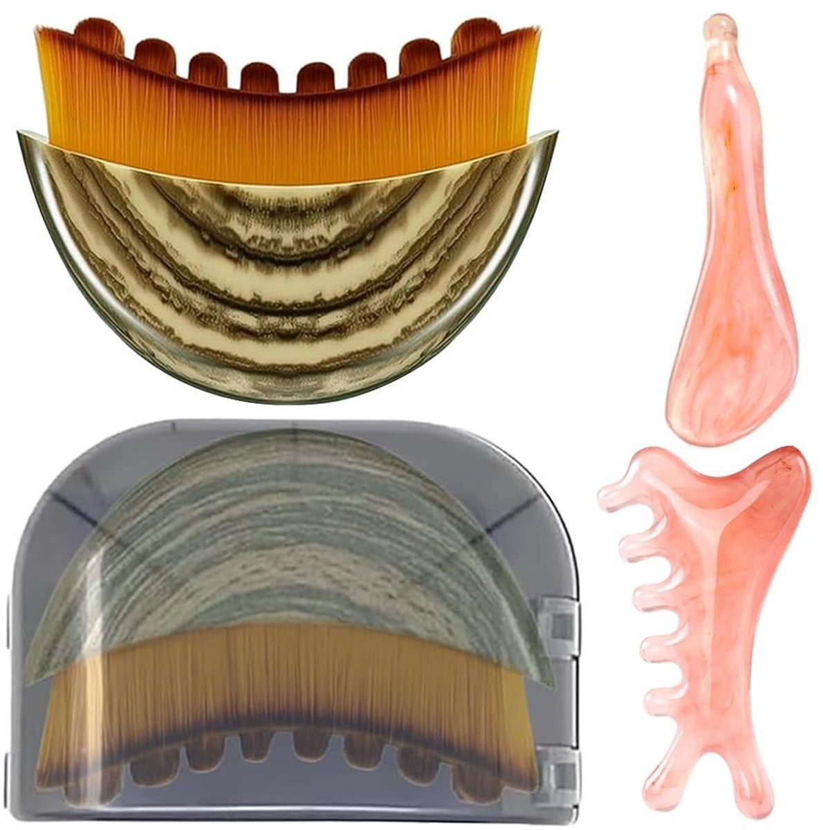 Dailygoods- Contourborstel voor Gezicht - Lymfatische Borstel - Anti-rimpel Massagegereedschap - Lymfedrainage - Gua Sha Borstel - Gebogen Vorm voor Natuurlijke Huidregeneratie - Gezichtsborstel