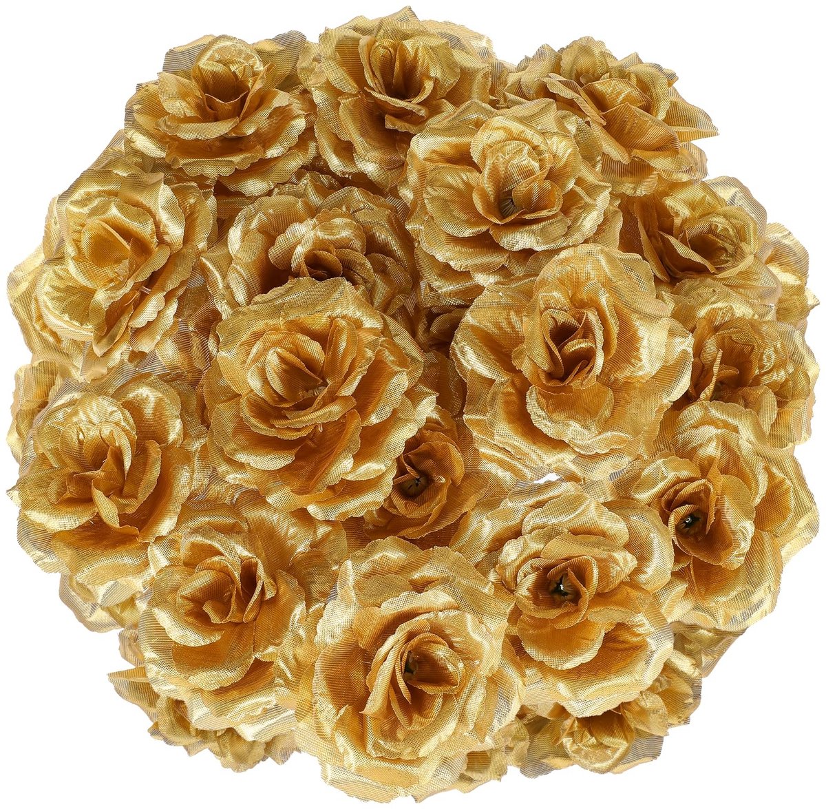 Dailygoods- Kunstrozen 25 Stuks - Gouden Kunstbloemen - Tafeldecoratie - Knutselen - Zijde/PVC - Diameter 8 cm - Neprozen