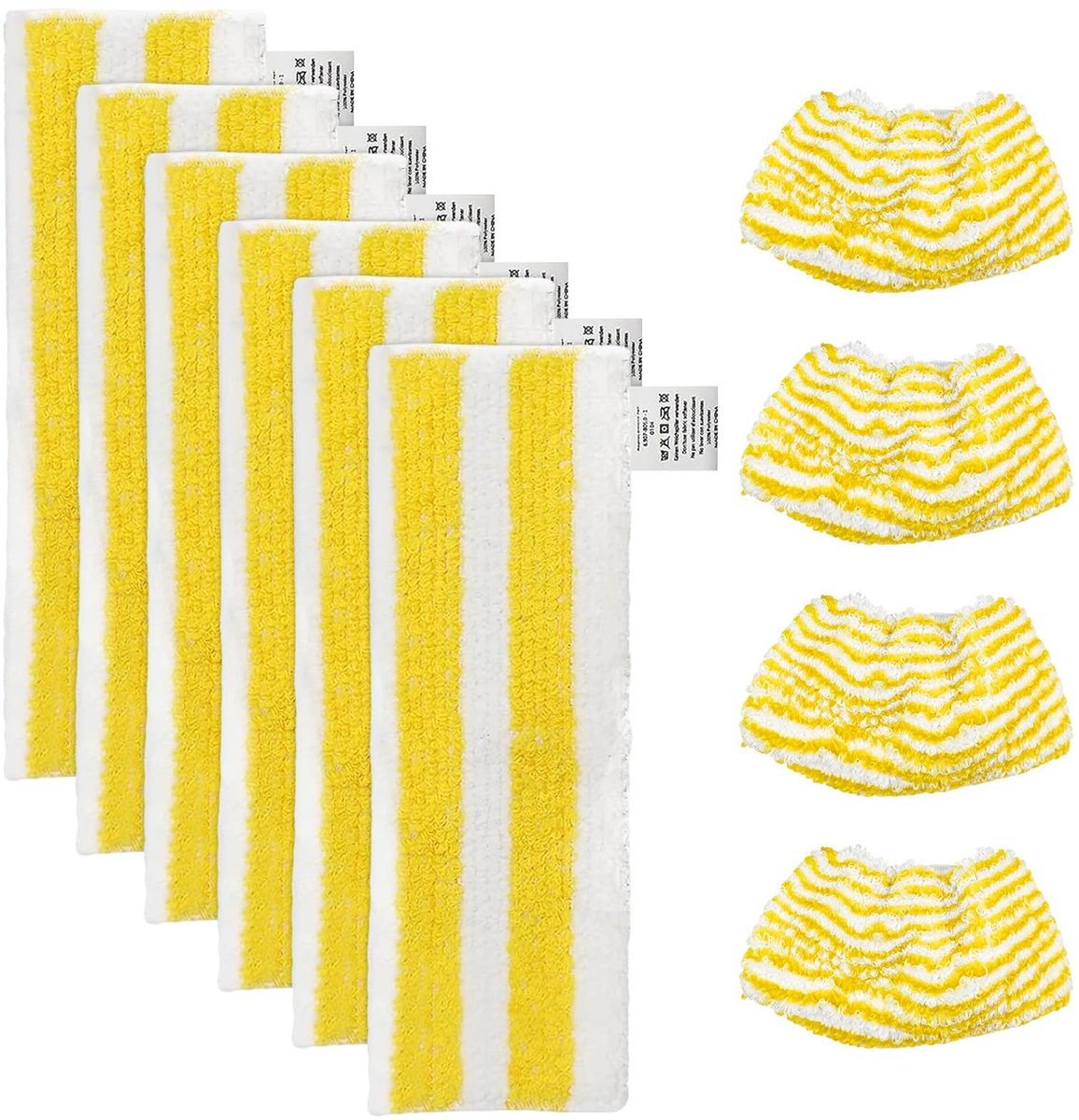 Dailygoods- Microvezel Doekset 10 Stuks - Vervangingsdoeken - Compatibel met Kärcher Stoomreiniger - Polyester - Effectieve Reiniging - Geel/Wit - Reinigingsdoeken