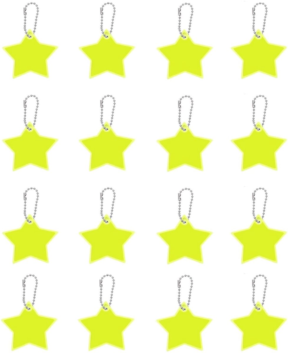 Dailygoods- Veiligheidsreflectorhangers 16 stuks - Sterreflectoren - Reflecterende Hangers - Rugzak Hangers - Veiligheid - Duurzaam PVC - Reflectoren