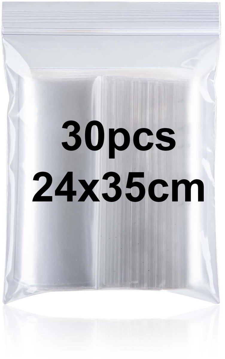 Solidchoice- Plastic Zakken 24x35cm - 30 Stuks - Hersluitbaar - Transparant - Vochtbestendig - Duurzaam Polyethyleen - Ziplock Zakken
