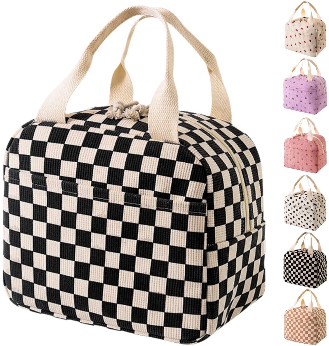 Dailygoods- Lunchtas grote geïsoleerde - herbruikbare draagtas - lichtgewicht - 9L capaciteit - modern design - luxe corduroy buitenkant - Lunchbox